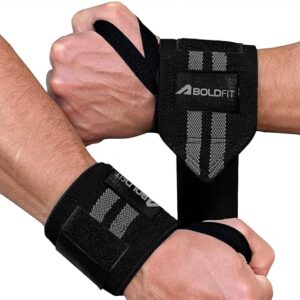 Boldfit Polyester Wrist Supporter for Gym Wrist Band for Men Gym & Women with Thumb Loop Straps Accessories for Men Hand Grip & Wrist Support Sports Straps for Gym, Weightlifting -(Grey)